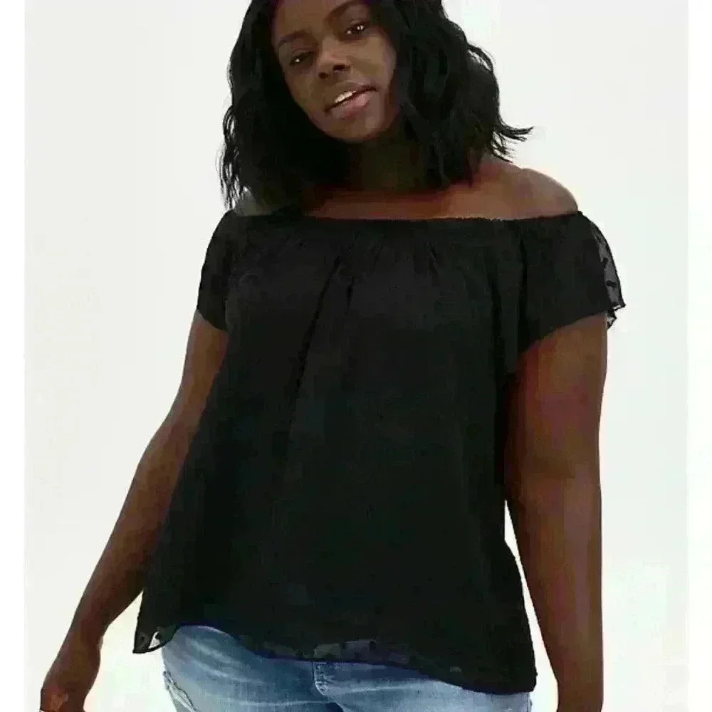 CLIP DOT OFF-SHOULDER TOP size 0x